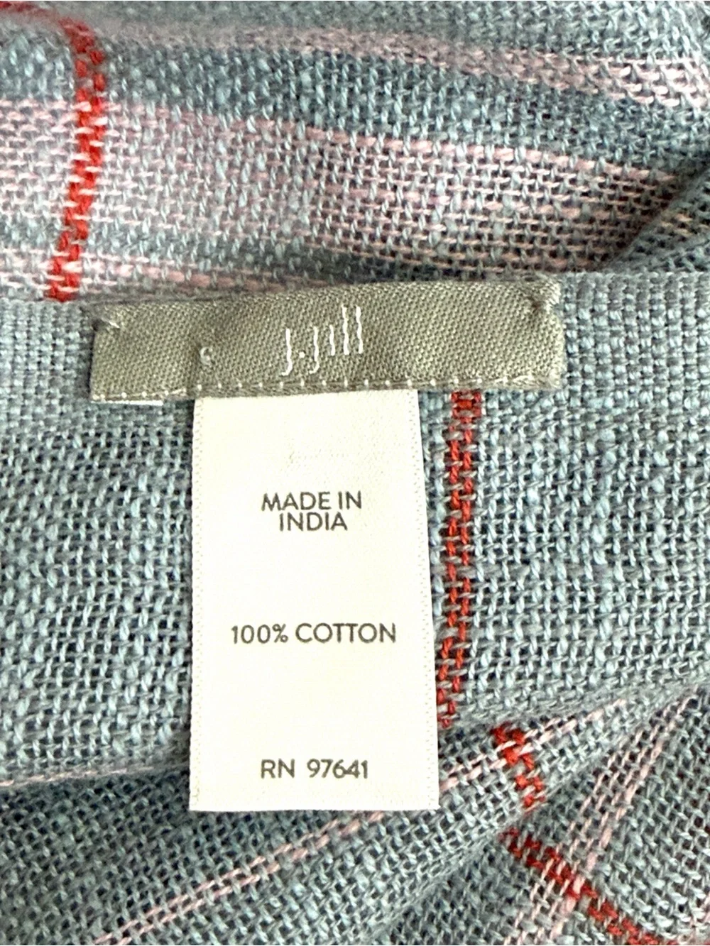 J. Jill Cotton Scarf Wrap Shawl Pink Gray Plaid Lightweight Cotton 27